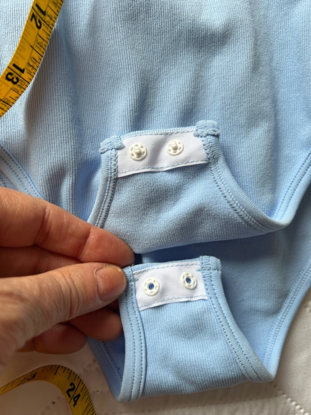 OQQ women’s Light Blue Long Sleeve Ribbed Bodysuit. - Picture 8 of 8